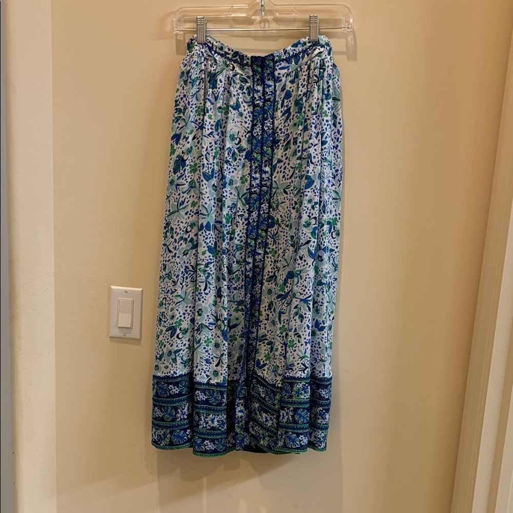 Floral Blue and Green Women's midi Skirt